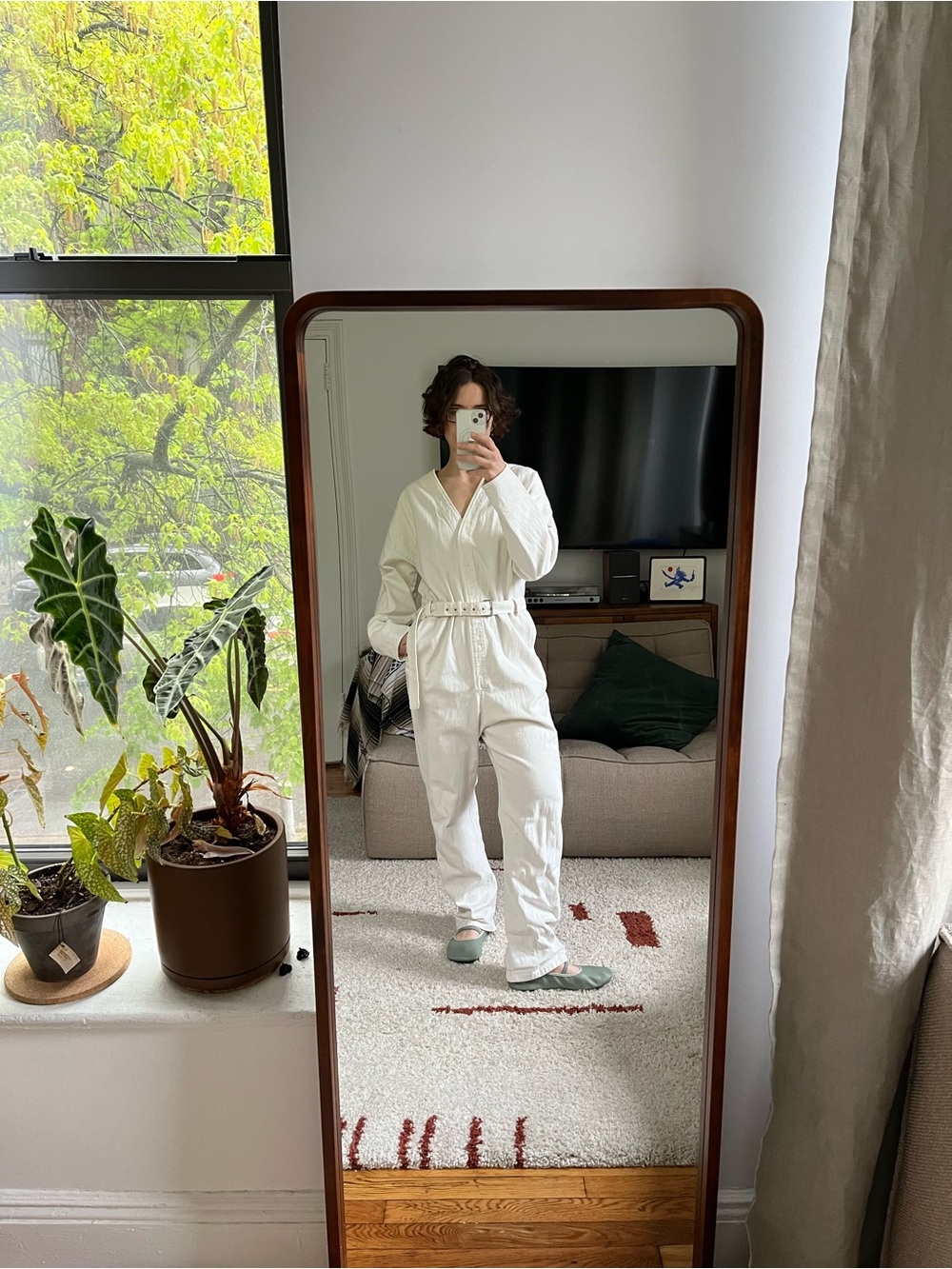 Rachel Comey Cream Utility Jumpsuit with Belt